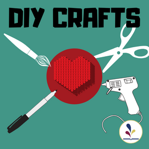 Various art implements with the text, "DIY Crafts"