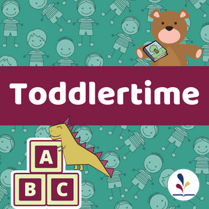 cartoon toys with text, "Toddlertime"