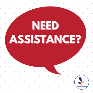 speech bubble saying "need assistance?"