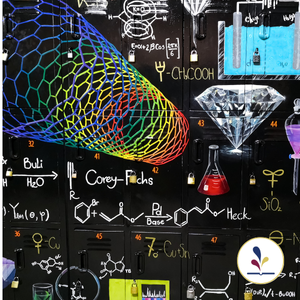 Scientific and mathematical formulas and spectrum of colors