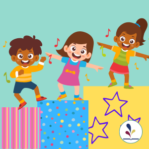 Graphic of children dancing on different blocks