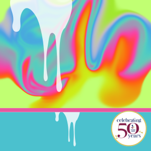 bright rainbow-colored and white slime