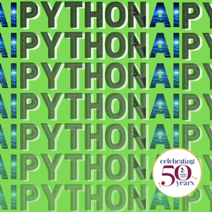 Decorative text "Python AI"