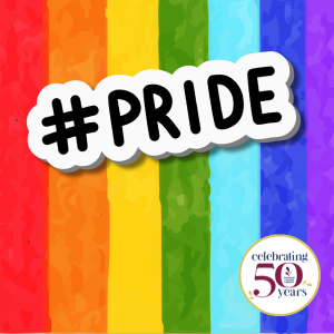 Rainbow and text "#pride"