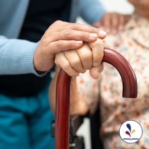 helping hand on walking cane