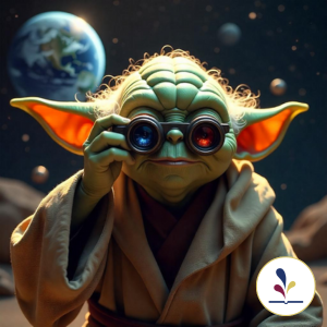 Yoda holding binoculars