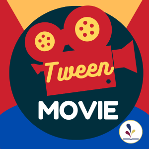 Graphic of movie projector decorate text Tween Movie