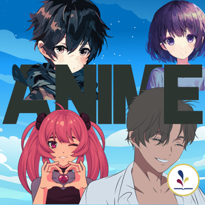 Anime drawings with decorative text Anime