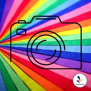 array of bright colors with camera graphic