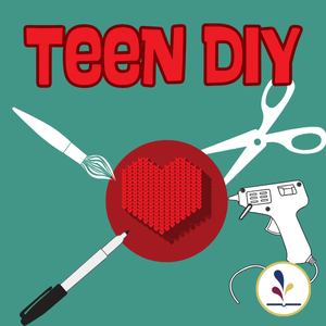 Various art implements with the text: Teen DIY