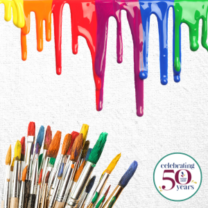 Dripping paint and paintbrushes 